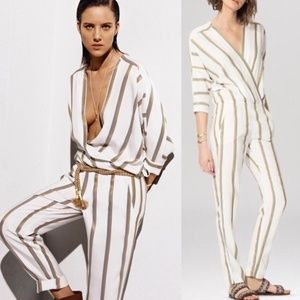 MAJE Pandora wrap-effect striped gauze jumpsuit